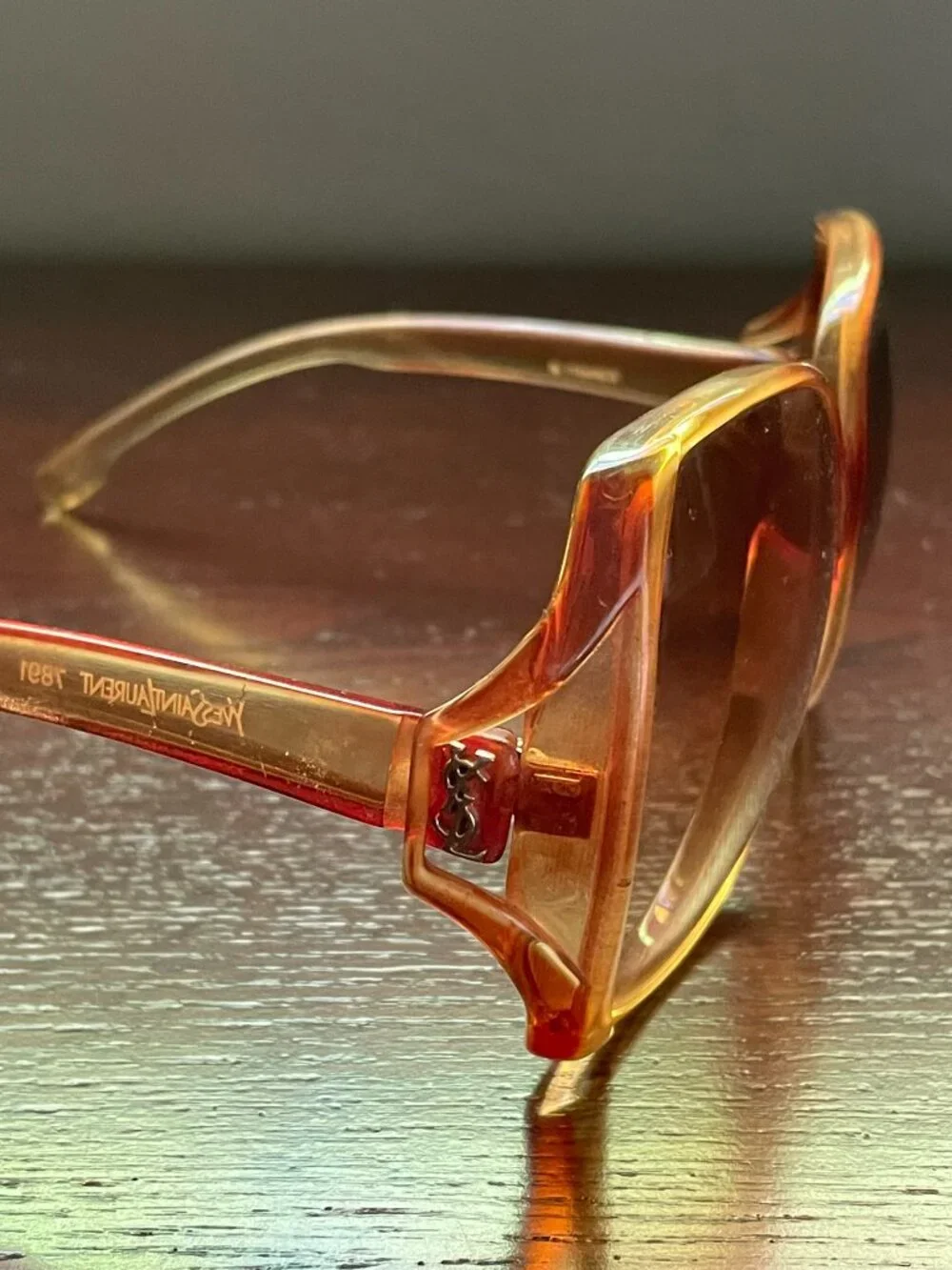 Vintage Yves Saint Laurent (YSL) Amber-Brown Oversized Sunglasses 1980s